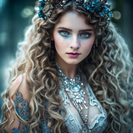 Prompt: Insanely detailed Portrait photograph of beautiful woman in rags, she has curly redhead hair and a dirt-smeared ultra detailed face, lacy white clothes, symmetrical blue eyes, silver circlet, cleavage, soft face, deep colors, full moon lighting glow background, shadows, Breathtaking Fantasycore Artwork By Android Jones, Jean Baptiste Monge, Alberto Seveso, Erin Hanson, Jeremy Mann. Intricate Photography, A Masterpiece, 8k Resolution Artstation, Unreal Engine 5, Cgsociety, Octane Photograph, sharp focus