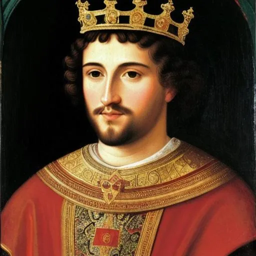 Prompt: portrait of a 10th-century Spanish light-haired king