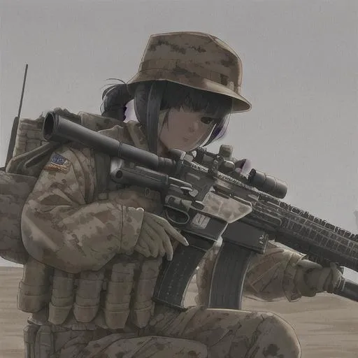Prompt: A US marine with an M416.