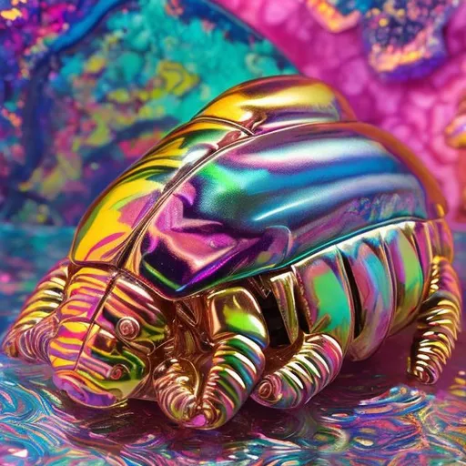 Prompt: Lisa frank style isopod diorama 