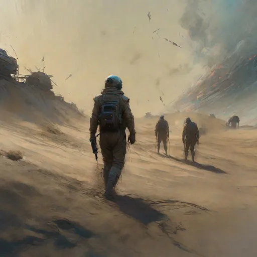 Prompt: a scene from Dune 2021  the film    chani in walk throgh base
masterpiece, textured Speedpaint with large rough brush strokes and paint splatter by Jeremy Mann, Carne Griffiths, Junji Ito, Robert Oxley, Ismail Inceoglu, masterpiece, trending on artstation, particles, oil on canvas, highly detailed fine art, ink painting, hyperrealism | Pixar gloss | polished, Anato Finnstark | Android Jones | Darek Zabrocki, Boris Vallejo, David Palumbo, Donato Giancola, Frank Frazetta, colorful, deep_color vibrant, John Stephens, Jordan Grimmer, John Howe, Julie Bell, Mark Brooks, Dan Mumford | comicbook art | perfect_concept art | 3D shading | bright_colored background radial gradient background | cinematic Reimagined by industrial light and magic fairy_home!, centered, acrylic painting, trending on pixiv fanbox, palette knife and brush strokes, style of makoto shinkai jamie wyeth james gilleard edward hopper greg rutkowski studio ghibli genshin impact, perfect composition, beautiful detailed intricate insanely detailed octane render trending on artstation, 8 k artistic photography, photorealistic concept art, soft natural volumetric cinematic perfect light, chiaroscuro, award - winning photograph, masterpiece, oil on canvas, raphael, caravaggio, greg rutkowski, beeple, beksinski, giger