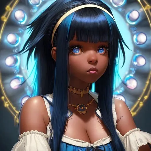 ai art,oil painting,character design,cute,blue eyes,black hair