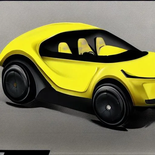 Prompt: concept art of a futuristic banana suv