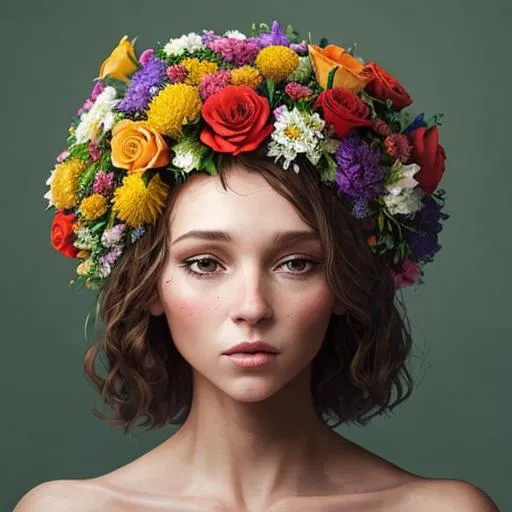 Prompt: Woman made of flowers