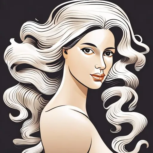 Prompt: A beautiful sophisticated Woman wavy white hair, impecable, in the style of Alexander Archipenko