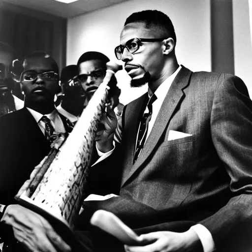 Prompt: Malcom X with a Torah