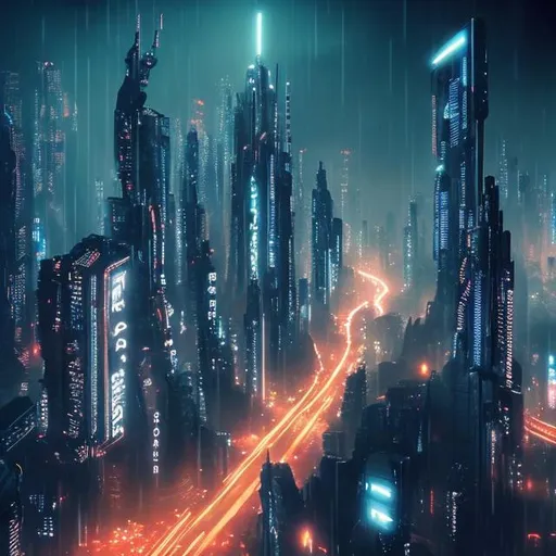 Prompt: blade runner city with river