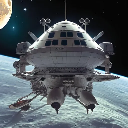 Prompt: moon , astronaut ant spaceship
 