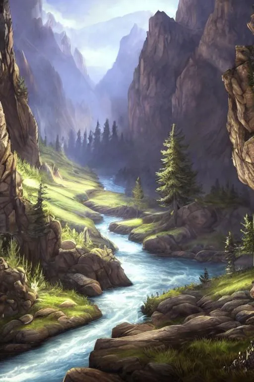 Prompt: a narrow valley with pines and fields and a wild stream running though with a big detailed Victorian castle in the background, surrounded by massive mountain ranges, fantasy artwork, epic fantasy, very beautiful scenery, intricate detail,

dynamic lighting, studio lighting, volumetric lighting, reflection, water reflection, shadow,
detailed brush stroke,

HD, UHD, cinematic 4k wallpaper, 8k, ultra detailed, high resolution, artstation, epic composition, concept art, 8k post-processing, epic scale, soft pastel fantasy color, matte painting, cinematic, low saturation, masterpiece, professional work, digital hand painting concept art,