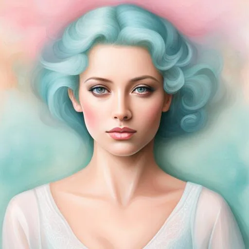 Prompt: an etherial woman in pastels