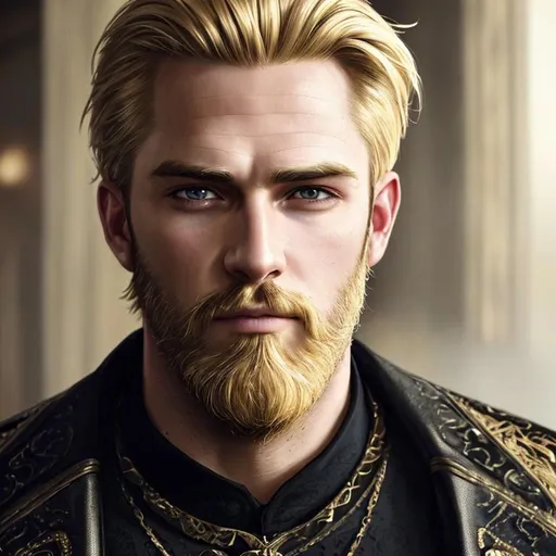 Prompt: Hyperrealistic painting of david brown, blonde hair,black stubble beard, daytime, somber, 16k, highly detailed, exquisite , highly detailed, intricate details, beautiful, flawless, masterpiece, soft dramatic moody lighting, radiant aura, ultra high quality octane render, hypermaximalist