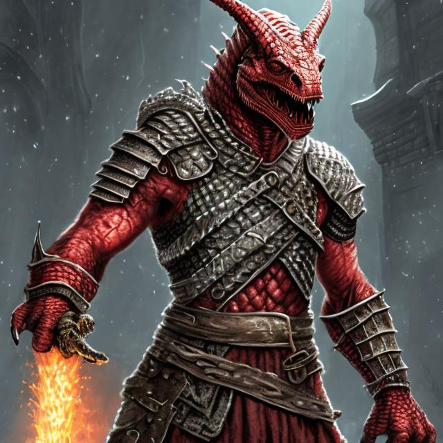 red Dragonborn wearing chainmail | OpenArt