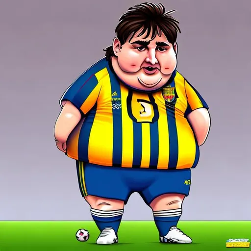 Prompt: Fat and old Messi cartoon