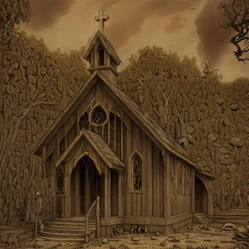 Prompt: a beautiful Chapel carved from bone, in the style of James Gurney, Tim Burton, Giger, Tim Burton, Loish, Norman Rockwell, James Gurney, Manson Fanning