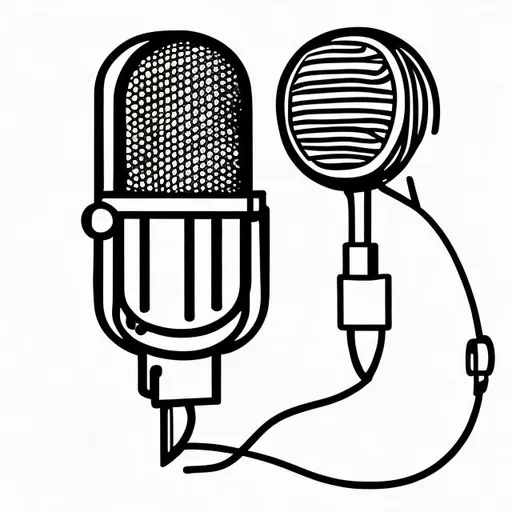 Prompt: Hand drawn outlined icon, microphone 