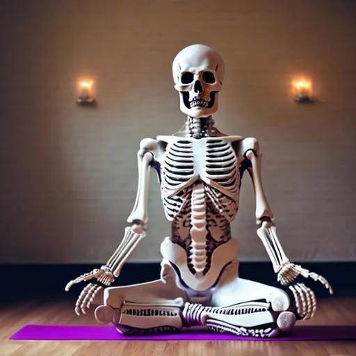 Prompt: Skeleton yoga class