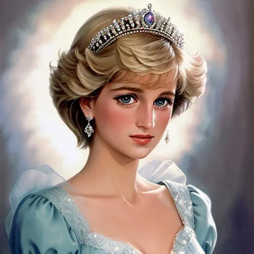 Prompt: portrait of Princess Diana, dreamy and ethereal, expressive pose, peaceful expression, elegant, highly detailed