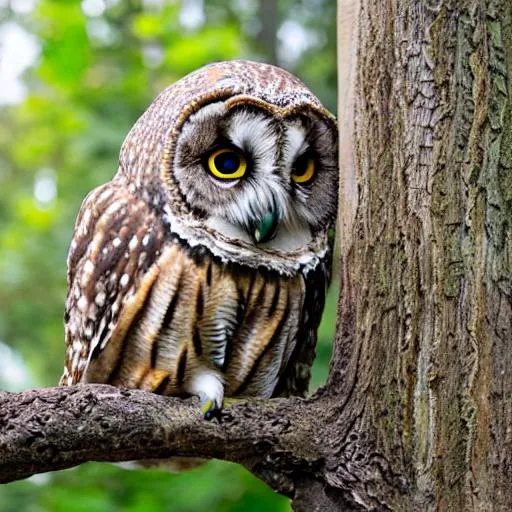Prompt: an owl sitting on a tree
