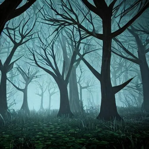 Prompt: creepy forest in videogame style

