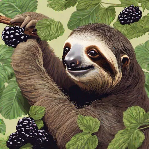 Prompt: A sloth eating blackberries off Al Pacino's hair