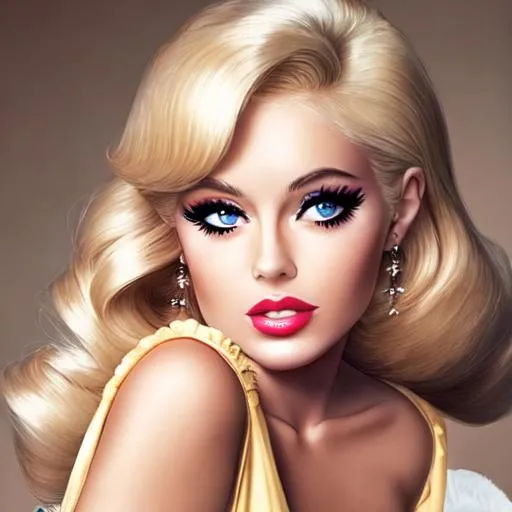 Prompt: 60's blonde bombshell with noticable makeup
