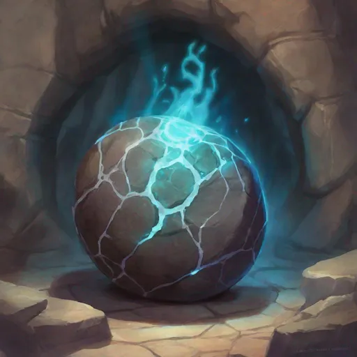 Prompt: glowing round rock with veins, dungeons and dragons, magic the gathering, fantasy art, fantasy, wizard,, concept art, , artstation, award winning, painting, watercolor, 