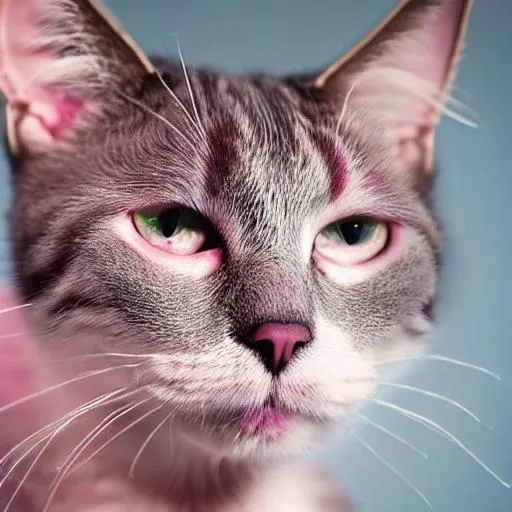 cat with pink hairs, beautiful detail eyes OpenArt