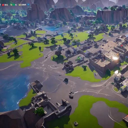 Prompt: chrome flooding fortnite map