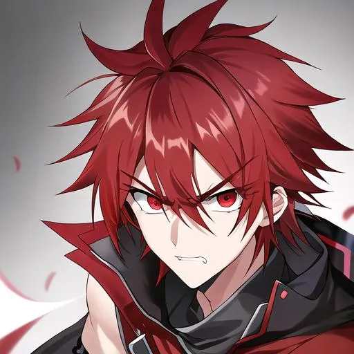 Prompt: Zerif 1male (Red side-swept hair covering his right eye) angry, telling at someone