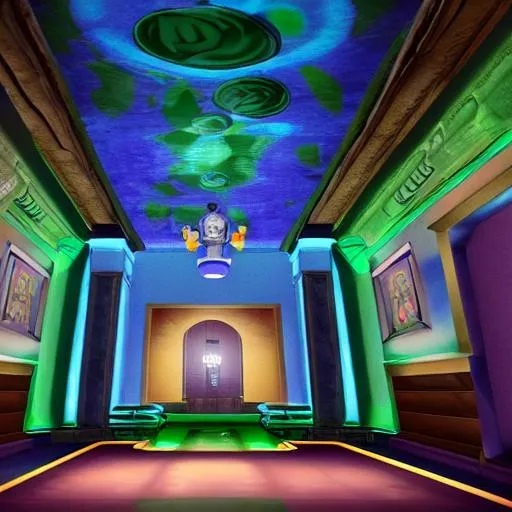 Prompt: Luigi’s mansion interior with ghosts