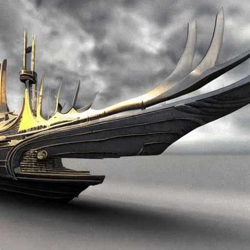 Prompt: Futuristic Viking ship