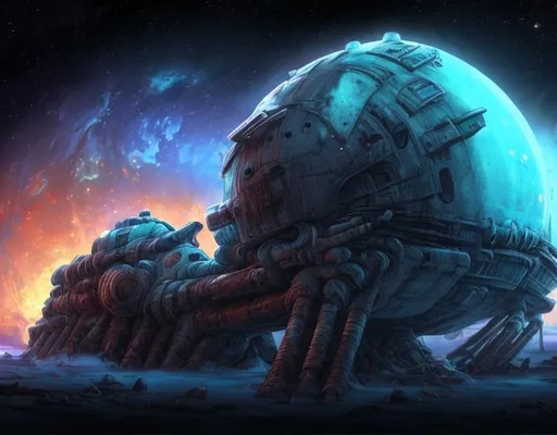 Prompt: space ship wreck ice planet Ancient dead spaceman