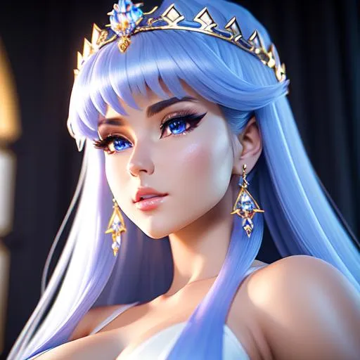 Prompt: {{{{highest quality 3d concept art masterpiece}}}} best octane unreal engine 5 render with {{volumetric lighting and depth}}, 
hyperrealistic intricate 128k UHD HDR,

hyperrealistic intricate perfect full body image of flirtatious seductive stunning gorgeous cute mystical feminine 22 year old anime like ice queen goddess with 
{{hyperrealistic intricate long white hair}} 
and 
{{hyperrealistic intricate clear blue eyes}} 
and hyperrealistic intricate perfect flirtatious seductive stunning gorgeous cute mystical feminine face with unique features wearing 
{{hyperrealistic intricate body tight opalescent ice crystal minidress}}
 with deep exposed cleavage and visible abs,
soft skin and red blush cheeks and cute sadistic smile, 

epic fantasy, 
perfect anatomy in perfect composition approaching perfection, 
{{seductive very angry love gaze at camera}}, 

hyperrealistic intricate blurred snowy dark forest in background, {{cold atmosphere lighting}}, 
  
cinematic volumetric dramatic 
dramatic studio 3d glamour lighting, 
backlit backlight, 
professional long shot photography, 

triadic colors,
sharp focus, 
occlusion, 
centered, 
symmetry, 
ultimate, 
shadows, 
highlights, 
contrast, 
{{sexy}}, 
{{huge breast}}
