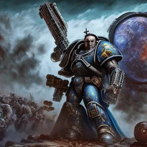 Prompt: Hyper realistic Space Marine epic 