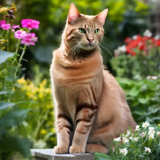 Prompt: A CAT SITTING IN A GARDEN