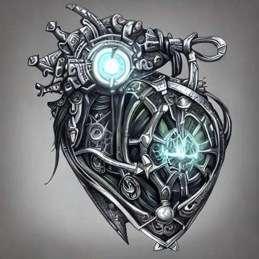 Metal heart of iron robot, best quality, masterpiece