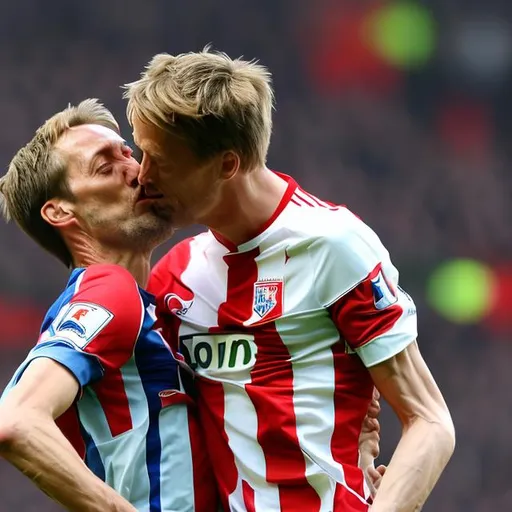 Prompt: peter crouch kissing peter crouch