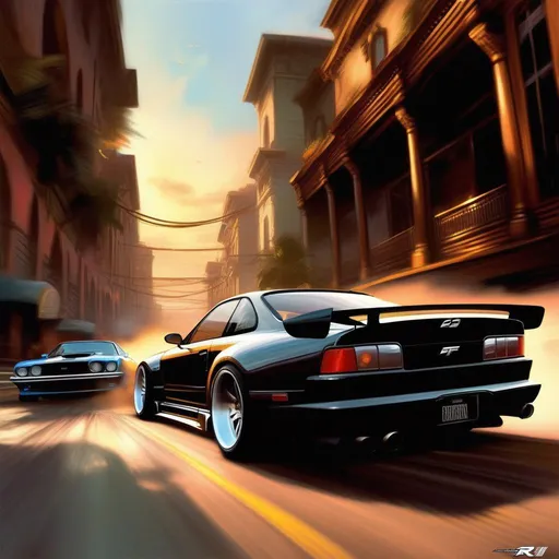 Prompt: Need for Speed Underground 2, gameplay, HUD, extremely detailed painting by Greg Rutkowski and by Henry Justice Ford and by Steve Henderson