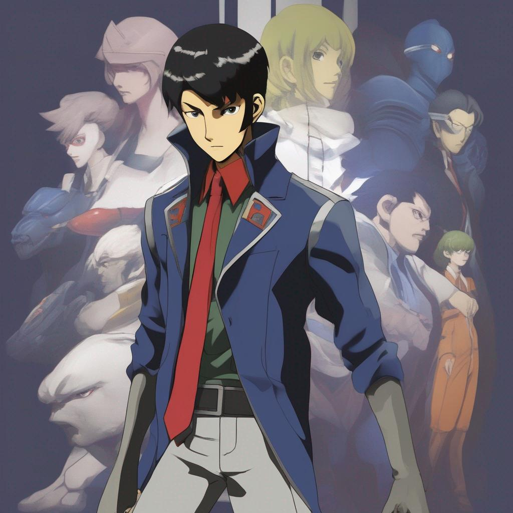 a shin megami tensei protagonist in the style of kaz...