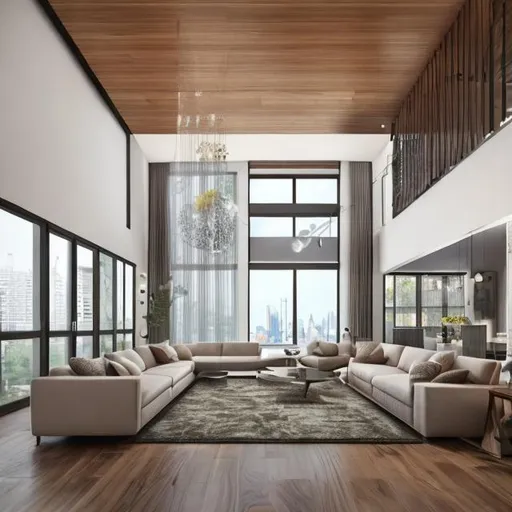 Prompt: modern sophisticated living room, large windows, big space, high ceilings, wood floor
seed - 1269002897