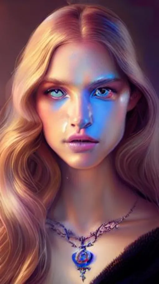 Prompt: Beautiful disney princess, forest, blue eyes, long intricate blond electric hair, beautiful body, uhd, 8K, symmetrical face, hyper realism, perfect body picture, Greg Rutkowski
