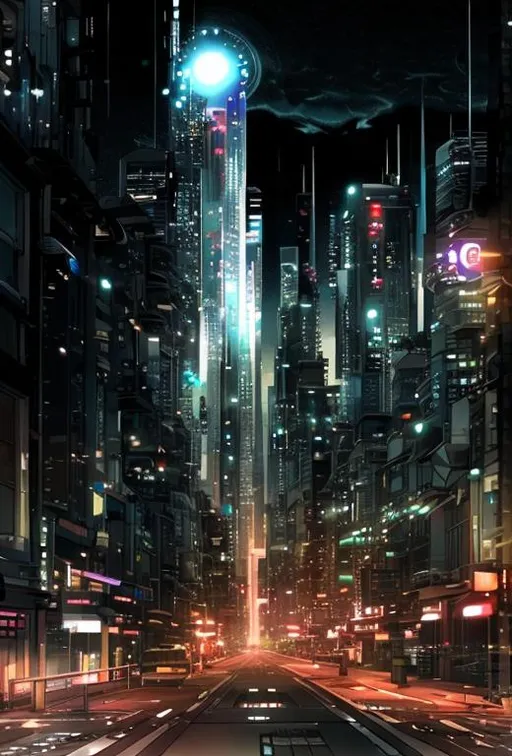Prompt: Create an anime looking cityscape 