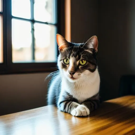 Prompt: A cat on a table