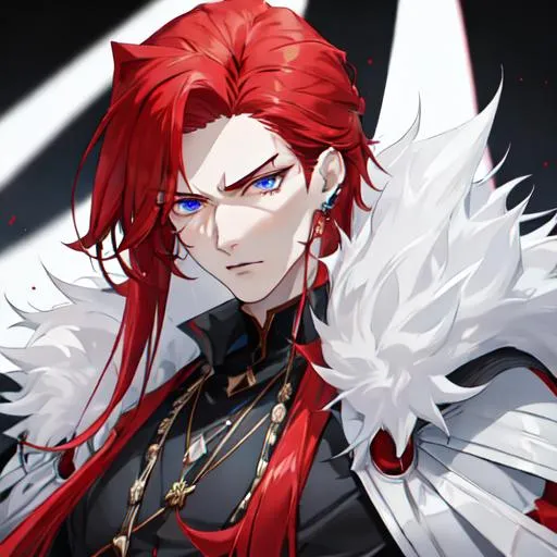Prompt: Zerif 1male (Red side-swept hair falling between the eyes, sharp and sassy blue eyes, and a feminine body), casual outfit,  Black piercings, highly detailed face, 8K, Insane detail, best quality, UHD, handsome, flirty, muscular, Highly detailed, insane detail, high quality. 