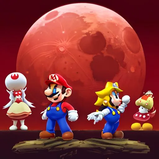 Prompt: mario blood moon