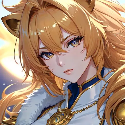 Prompt: Leo  The Lion zodiac as a 
female human, 8k, UHD,  highly detailed, close up