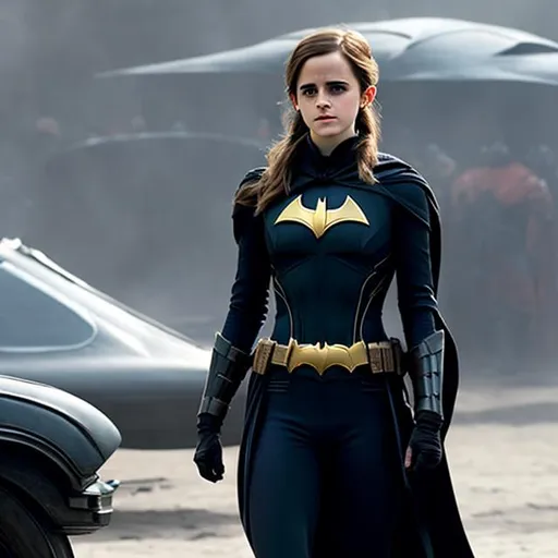 Prompt: emma watson as  super hot batman 
