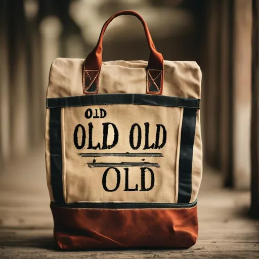 Prompt: Book bag with “old old old” written on it