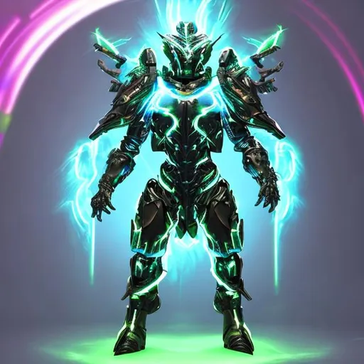 Prompt: sci-fi armoured lighting god in a electric aura