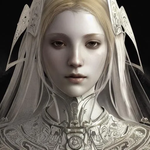 Prompt: modeled on the DarkSouls: Elden Ring, beautiful and victorian and holy and divine and elite young medieval female white armor knight portrait +shinny eyes+front face with light flowing hair, ultradetail face, art and illustration by tian zi and craig mullins and WLOP and alphonse mucha, fantasy, intricate complexity, human structure, human anatomy, fantasy character concept, watermark, hyperrealism 8k